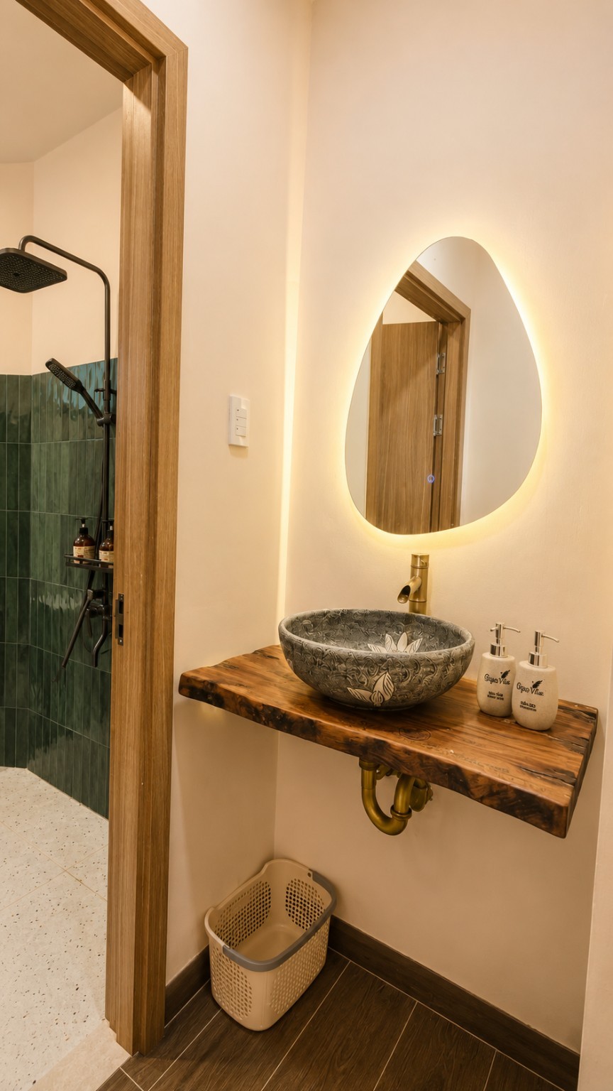 Sớm Mai: Góc lavabo và phòng tắm